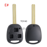 For Toyota 3 button remote key blank without logo A# TOY43 Blade B# TOY47 Blade C# TOY41 Blade D# TOY48 Blade E# TOY40 Blade