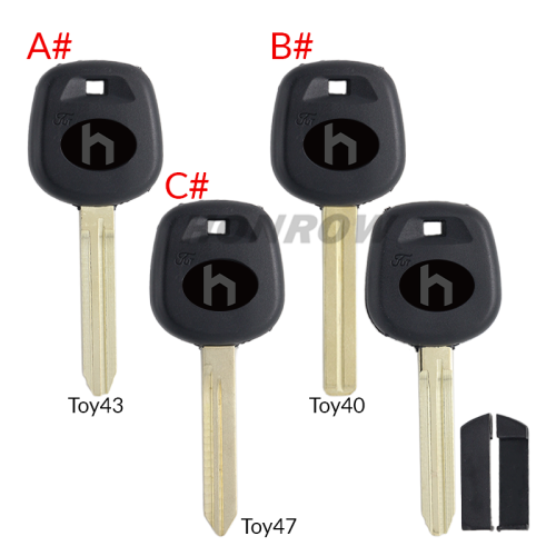 For Toyota transponder key blank  A# TOY43 Blade B# TOY40 Blade C# TOY47 Blade