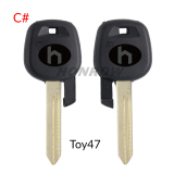 For Toyota transponder key blank  A# TOY43 Blade B# TOY40 Blade C# TOY47 Blade