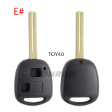 For Toyota 2 button remote key blank without logo A# TOY43 Blade B# TOY47 Blade C# TOY41 Blade D# TOY48 Blade E# TOY40 Blade
