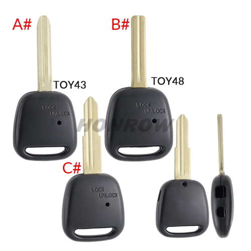 For Toyota 2 button remote key blank with   light hole A# TOY43 blade B# TOY48 blade C# TOY41 blade