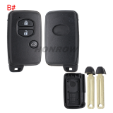 For Toyota 2 button remote key blank  (the button is round)，please choose the key button.