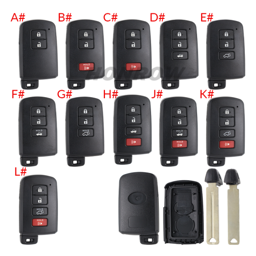 For Toyota 2/2+1/3/3+1 button remote key blank (the button is square)