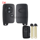 For Toyota 2 button remote key blank  (the button is round)，please choose the key button.