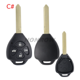For Toyota Carola 2/3/3+1/4/button Remote key blank with TOY47 key blade without logo ,please choose the button.