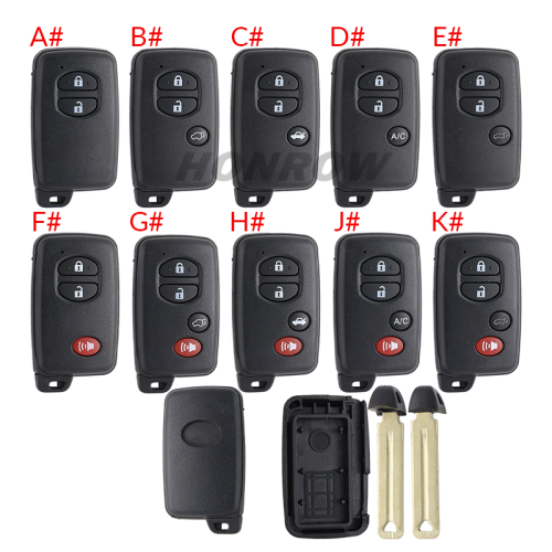 For Toyota 2 button remote key blank  (the button is round)，please choose the key button.