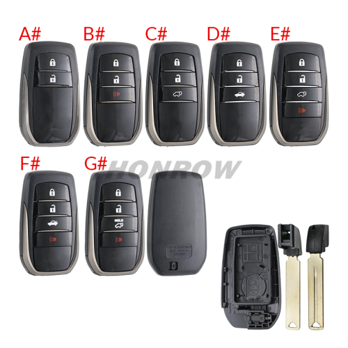 For Toyota 2/3+1/3/3+1 button remote key blank without logo