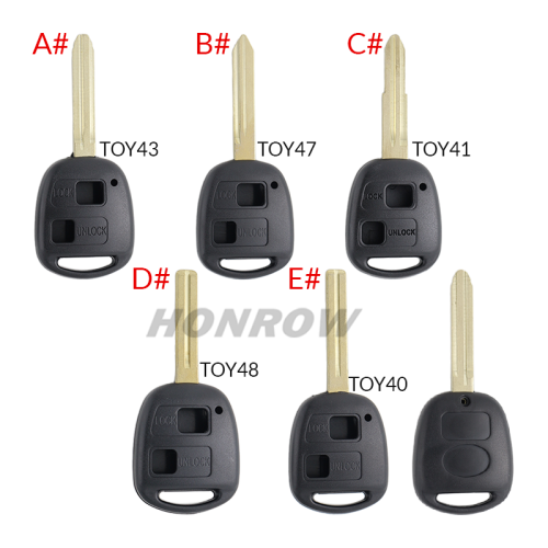 For Toyota 2 button remote key blank A# TOY43 Blade B# TOY47 Blade C# TOY41 Blade D# TOY48 Blade E# TOY40 Blade