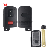 For Toyota 2/2+1/3/2+1/4 button smart remote key shell with white Battery holder ,the button is square