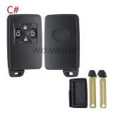 For Toyota 3 button remote key shell , the blade with two side groove (black)