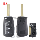 For Toyota 2/3/2+1/3+1 button flip remote key blank withToy48 Blade