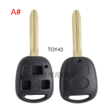 For Toyota 3 button remote key blank A# TOY43 Blade B# TOY47 Blade C# TOY41 Blade D# TOY48 Blade E# TOY40 Blade