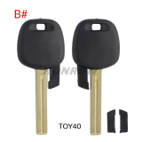For Toyota transponder key blank without logo ,the chip slot is at the bottom of the key.