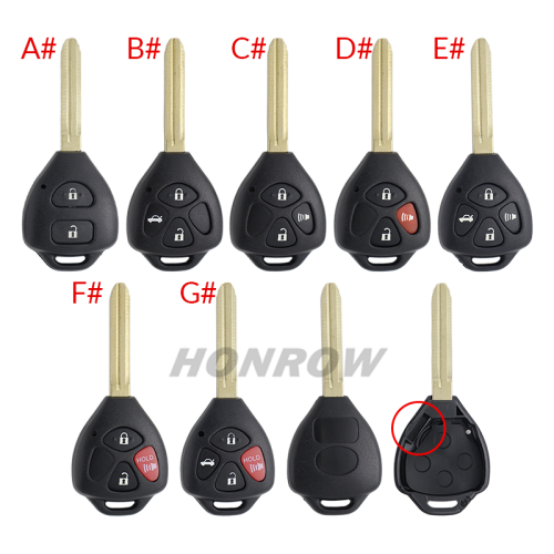 For Toyota Carola 2/2+1/3/3+1/4/button Remote key blank,please choose the button.
