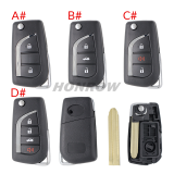 For Toyota 2/3/2+1/3+1 button flip remote key blank withToy43 Blade