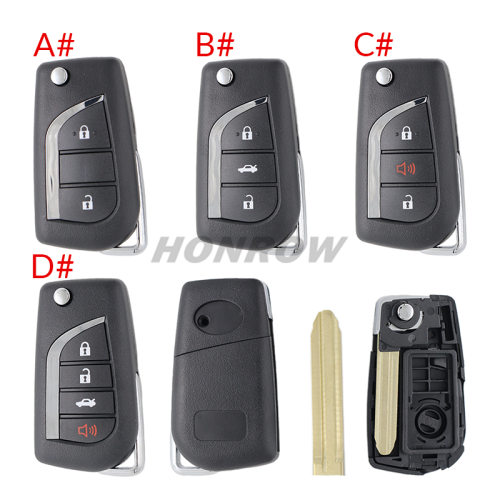 For Toyota 2/3/2+1/3+1 button flip remote key blank withToy43 Blade
