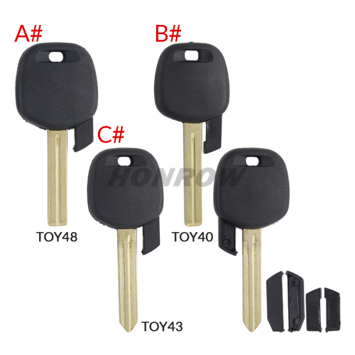 For Toyota transponder key blank without logo ,the chip slot is at the bottom of the key.