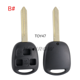 For Toyota 3 button remote key blank without logo A# TOY43 Blade B# TOY47 Blade C# TOY41 Blade D# TOY48 Blade E# TOY40 Blade