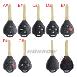 For Toyota Carola 2/2+1/3/3+1/4/button Remote key blank without logo ,please choose the button.