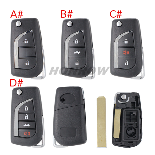 For Toyota 2/3/2+1/3+1 button flip remote key blank with VA2 Blade