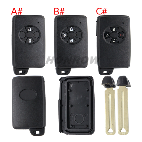 For Toyota 2 button remote key blank , the blade with two side groove (black)