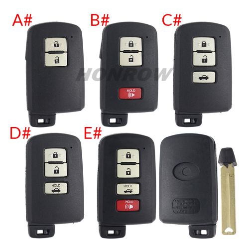 For Toyota 2/2+1/3/3+1 button remote key shell ,the button is square and white,please choose the key button