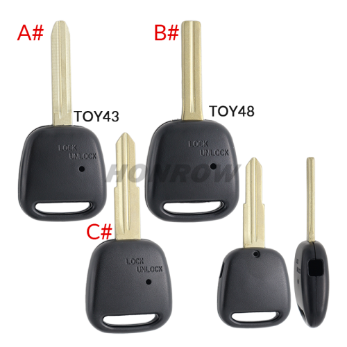 For Toyota 1 button remote key blank with   light hole A# TOY43 blade B# TOY48 blade C# TOY41 blade