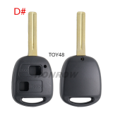 For Toyota 2 button remote key blank without logo A# TOY43 Blade B# TOY47 Blade C# TOY41 Blade D# TOY48 Blade E# TOY40 Blade