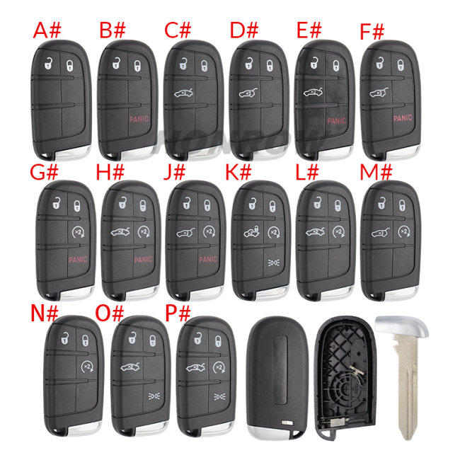 For Chrysler 2/2+1/3/3+1/4+1/5 button remote key shell
