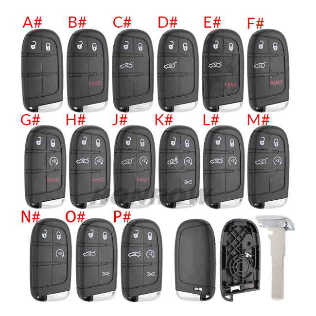 For Chrysler 2/2+1/3/3+1/4+1/5 button flip remote key shell with SIP22 Key Blade without logo