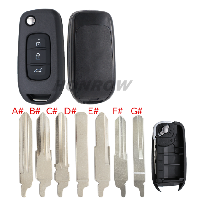 For New Renault 3 button remote key shell without logo,please choose the blade