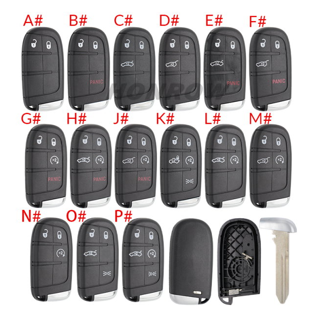 For Chrysler 2/2+1/3/3+1/4+1/5 button remote key shell without logo