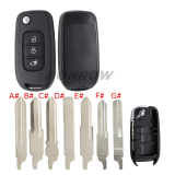 For new Renault 3 button remote key shell without logo, the third button is different