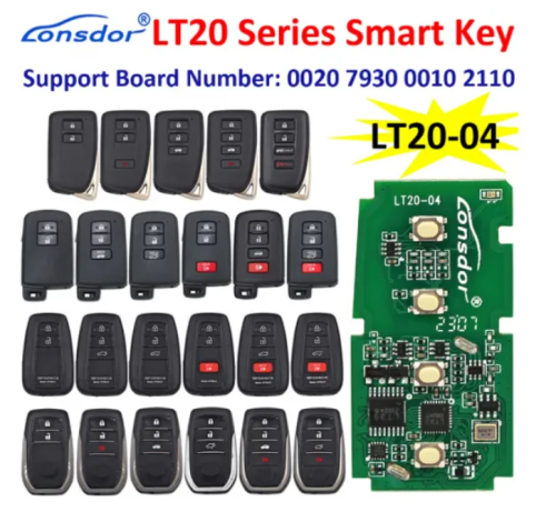 Lonsdor LT20-04 Smart Key with key shell 8A+4D Adjustable Frequency For Toyota & Lexus 0010 0020 7930 2110 Support K518 & K518ISE & KH100+