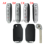 For Kia Sportage 2020 3/4 button Flip remote key shell,please choose the key button
