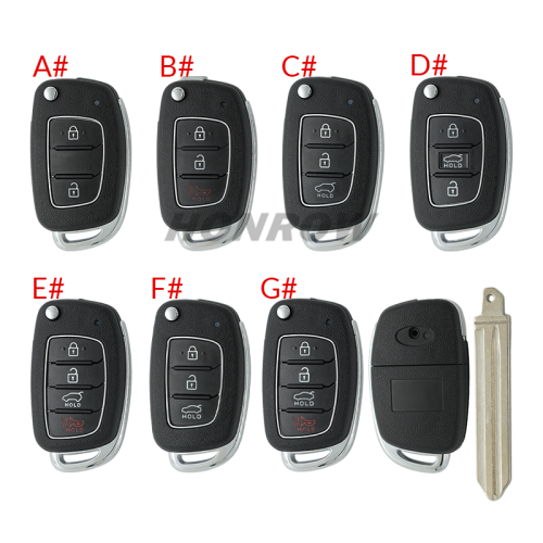 For New Hyundai 2/2+1/3/3+1 button remote key blank with HY14R right Blade
