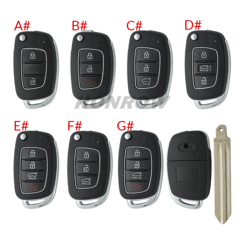 For New Hyundai 2/2+1/3/3+1 button remote key blank with HY14 left Blade