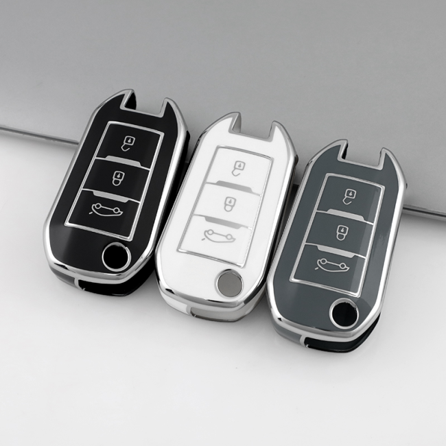 Sliver TPU Car Key Cover For Peugeot Key Protect Case