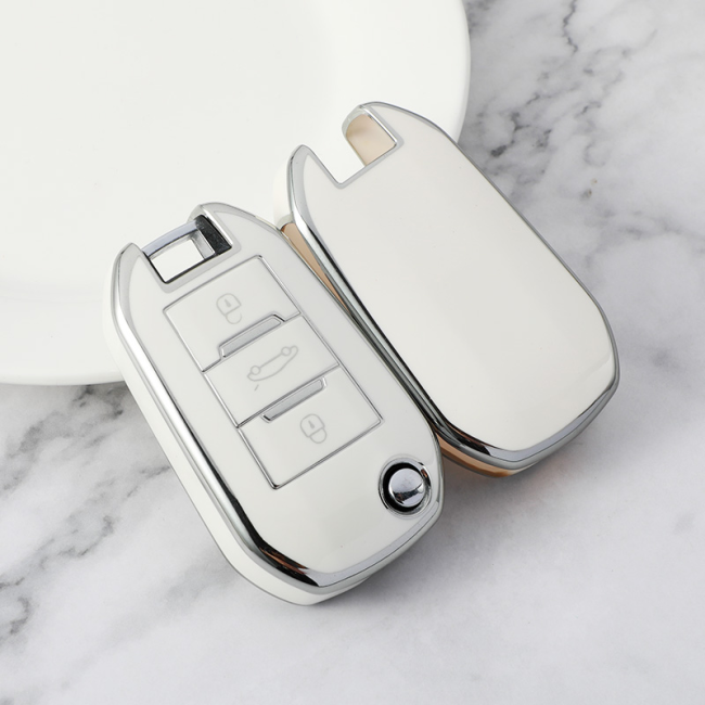 Sliver TPU Car Key Cover For Peugeot Key Protect Case