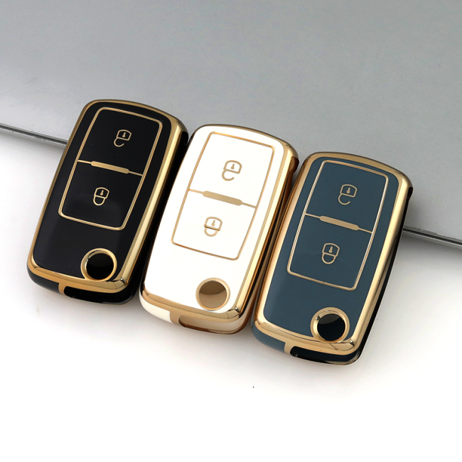 Gold TPU Car Key Cover For  Volkswagen  Key Protect Case
