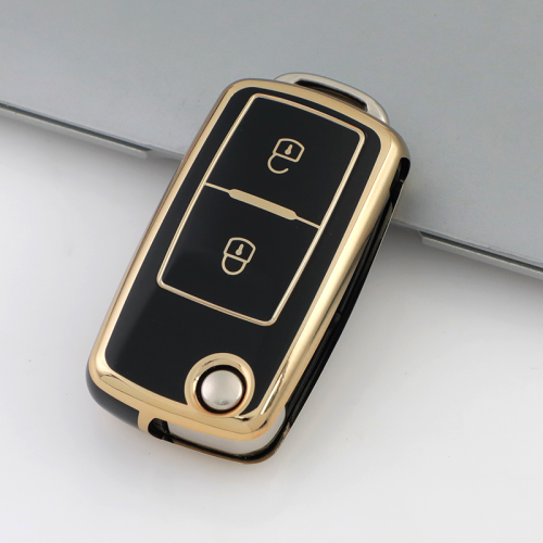 Gold TPU Car Key Cover For  Volkswagen  Key Protect Case