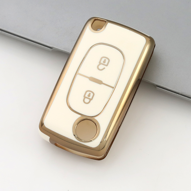 Gold TPU Car Key Cover For  Peugeot  Key Protect Case