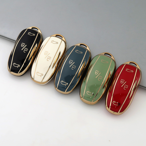 Gold TPU Car Key Cover For  Tesla   Key Protect Case