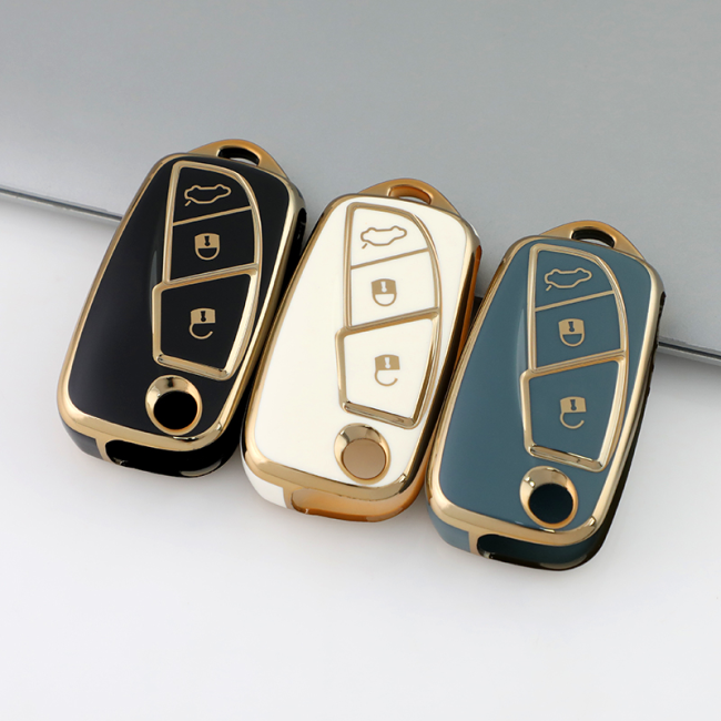 Gold TPU Car Key Cover For  Fiat  Key Protect Case