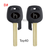 For Toyota transponder key blank  A# TOY43 Blade B# TOY40 Blade C# TOY47 Blade