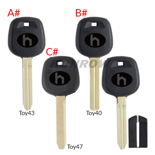 For Toyota transponder key blank  A# TOY43 Blade B# TOY40 Blade C# TOY47 Blade