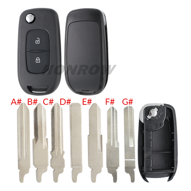 For Renault 2 button flip Key shell,please choose the key blade