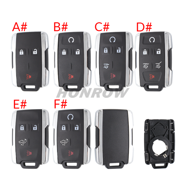 For Chevrolet black 2+1/3 +1/4+1/5+1 buttons remote key shell,the side part is white