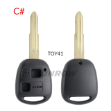 For Lexus 2 button remote key blank without logo