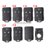 For Chevrolet black 2+1/3+1/4+1/5+1 buttons remote key shell, the side part is black